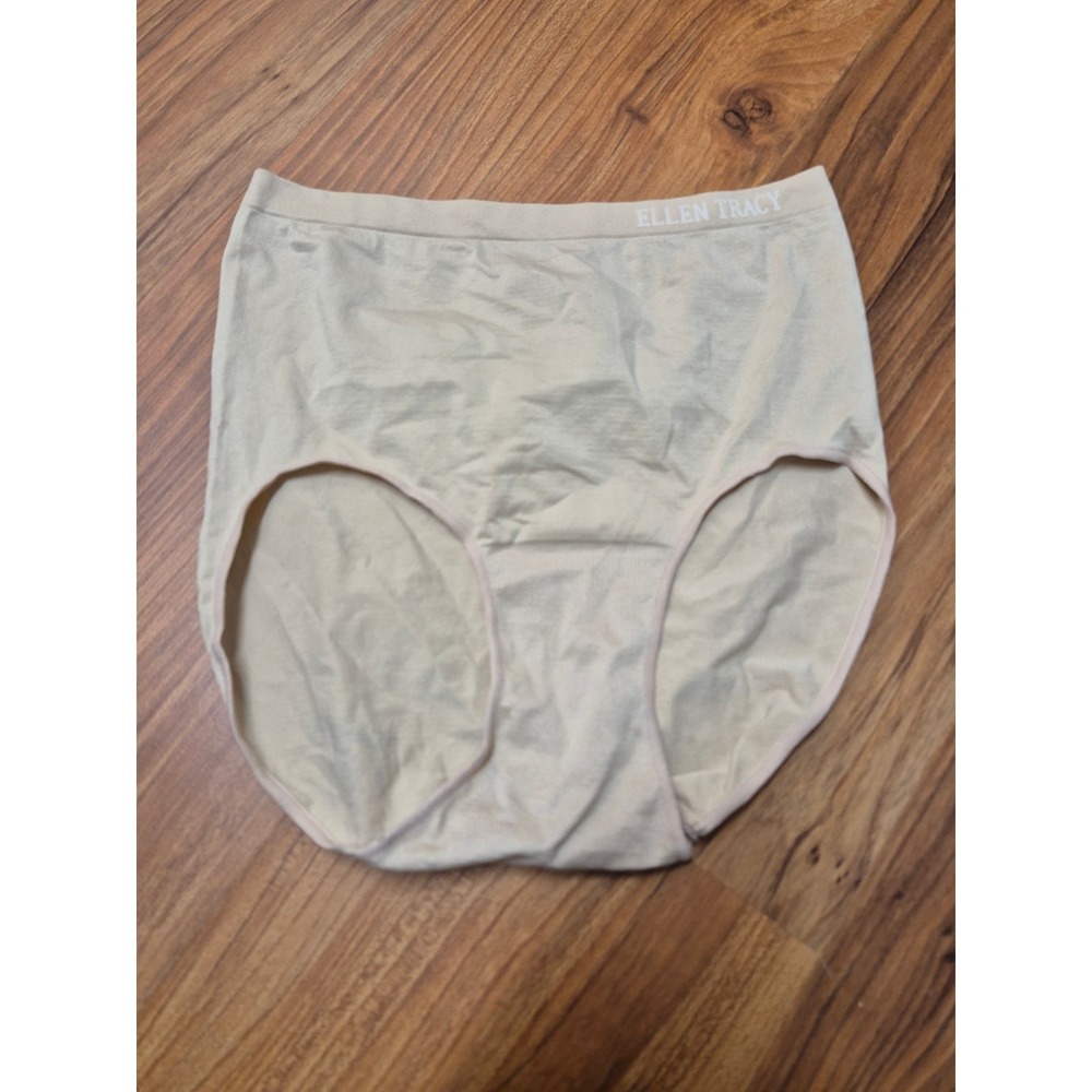 Ellen Tracy Underwear Womens Size 5 Small Beige High Waist Seamless Briefs 8030